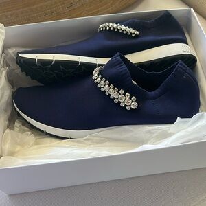 Jimmy Choo navy Verona Knit Sneaker with Crystals